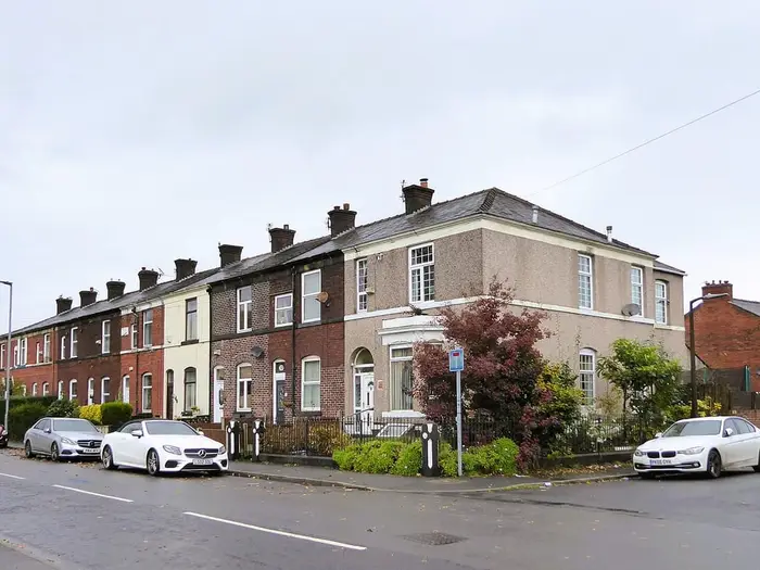Rows of terraced houses on Gigg Lane, Bury