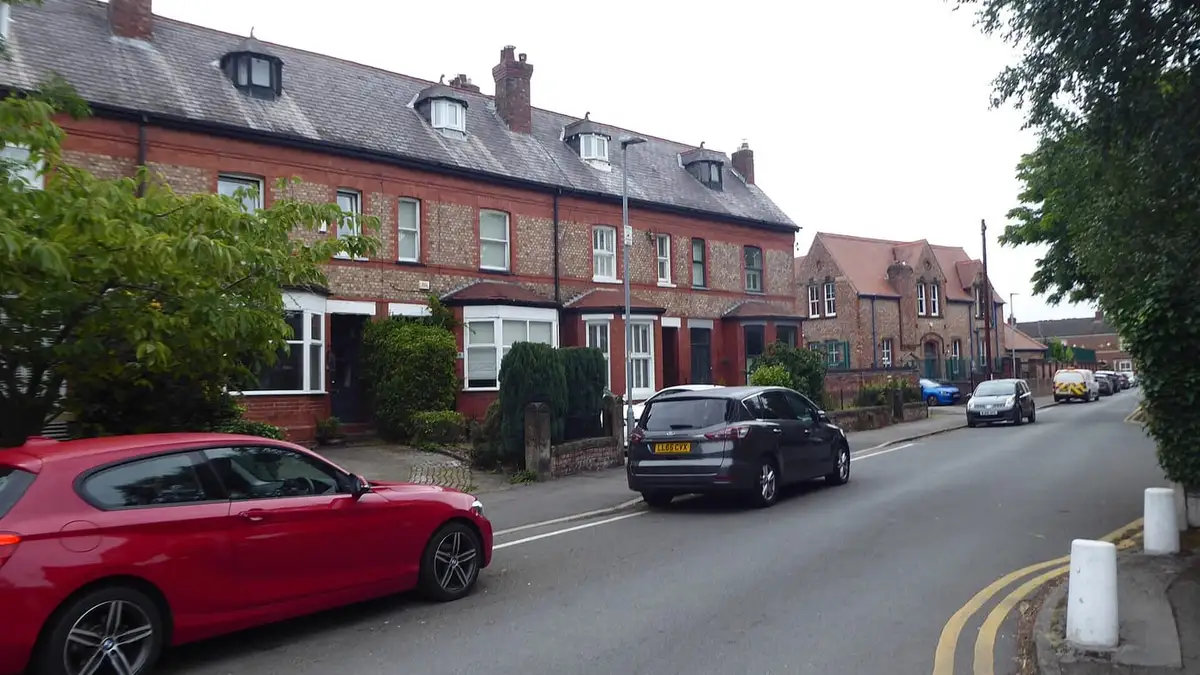 Victorian red-brick terraced houses on Grange Lane, Didsbury