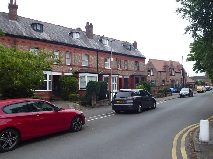 Victorian red-brick terraced houses on Grange Lane, Didsbury