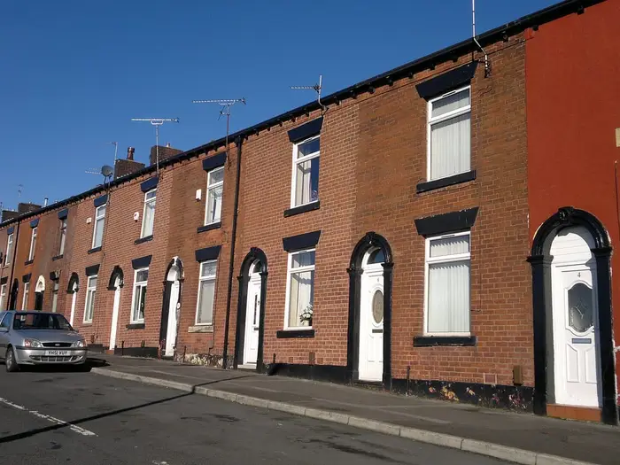 Red-brick terraced houses on Afghan Street, Oldham