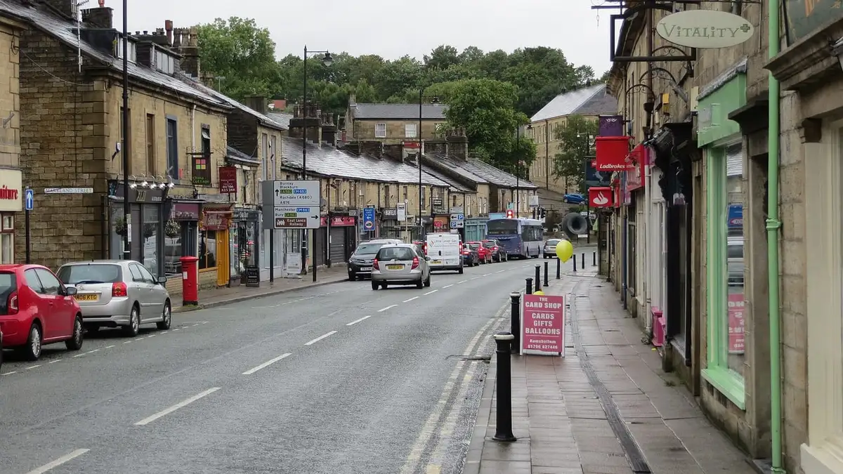 Stone-built shops and terraces along Bolton Street, Ramsbottom