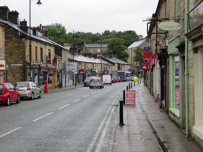 Stone-built shops and terraces along Bolton Street, Ramsbottom