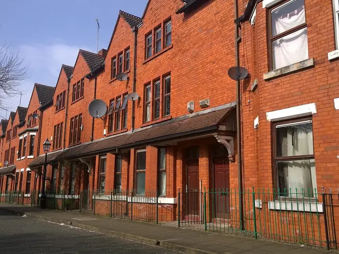Victorian red-brick terraced houses on Coronation Street, Salford