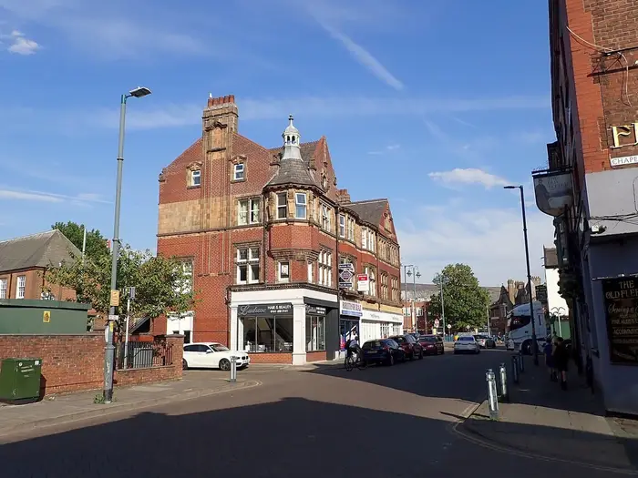 Market Street in Stalybridge town centre on a sunny day