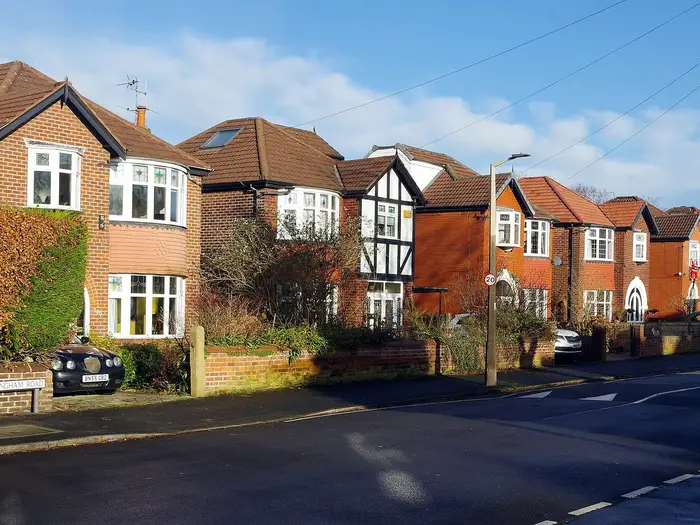 Detached and semi-detached houses on Buckingham Road, Heaton Moor, Stockport