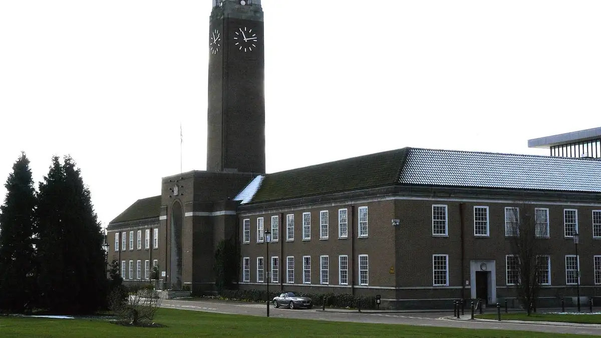Swinton Town Hall clock tower, now Salford Civic Centre, in Swinton
