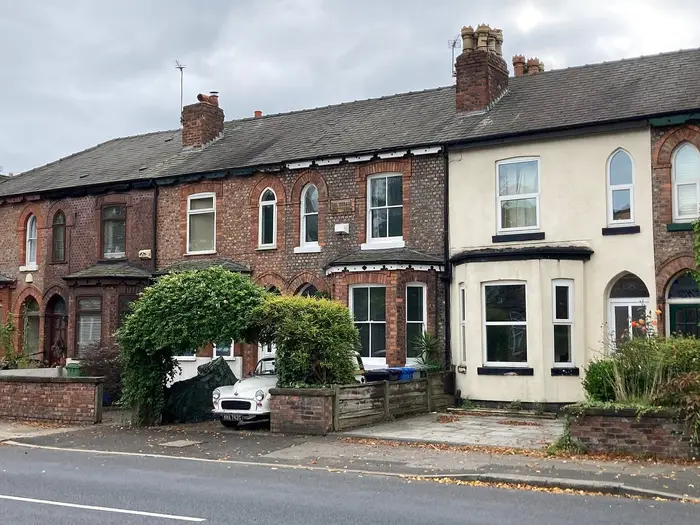 Victorian terraced houses of Peel Terrace on Stretford Road, Urmston