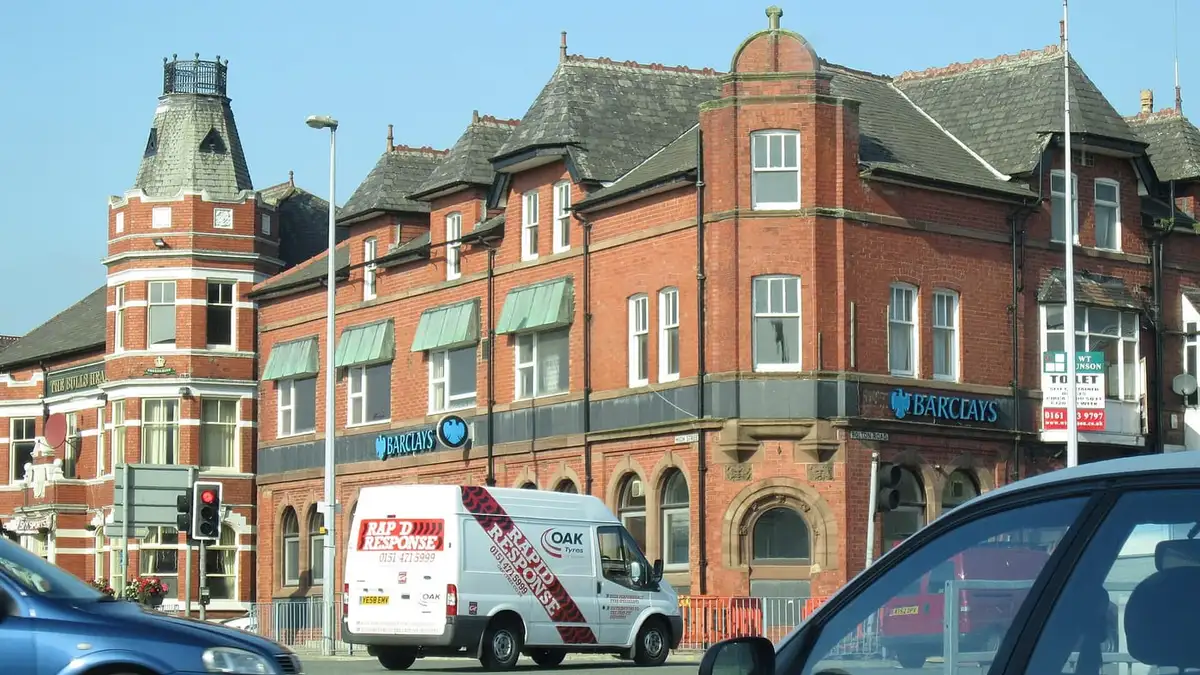 Red-brick Victorian bank building at Manchester Road and Bolton Road, Walkden