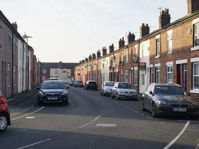 Red-brick terraced houses on Clegge Street, Warrington